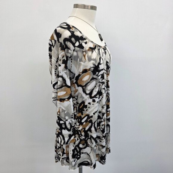 Womens Milano XL Abstract Print Tunic Top With Lace-Up Back Detail & Flared Hem - Picture 2 of 14
